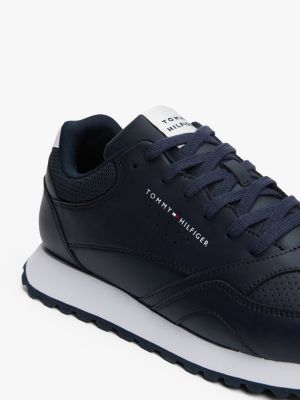blue cleat trainers with leather for men tommy hilfiger