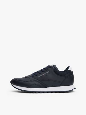 blue cleat trainers with leather for men tommy hilfiger