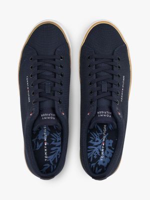 blauw mesh sneaker met geborduurde vlag voor heren - tommy hilfiger