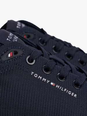 blauw mesh sneaker met geborduurde vlag voor heren - tommy hilfiger