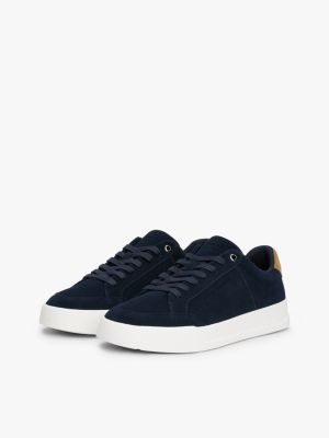 blue suede chunky sole court trainers for men tommy hilfiger