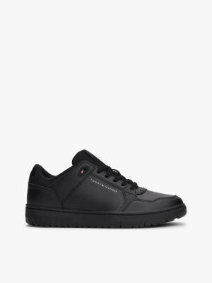 black basketball-sneaker mit strukturmix und leder für herren - tommy hilfiger