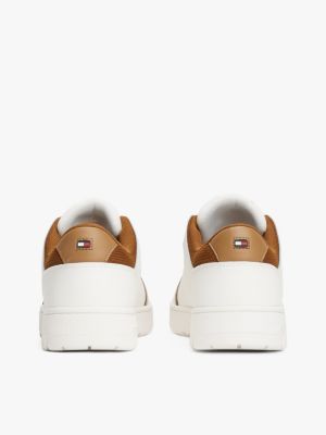 black mixed texture basketball trainers with leather for men tommy hilfiger
