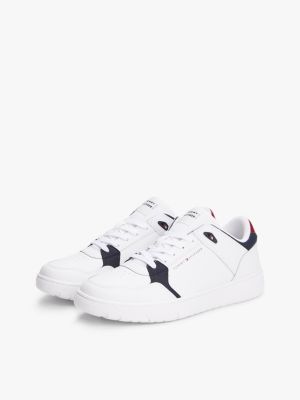schwarz basketball-sneaker mit strukturmix und leder für herren - tommy hilfiger