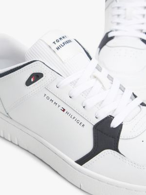 schwarz basketball-sneaker mit strukturmix und leder für herren - tommy hilfiger