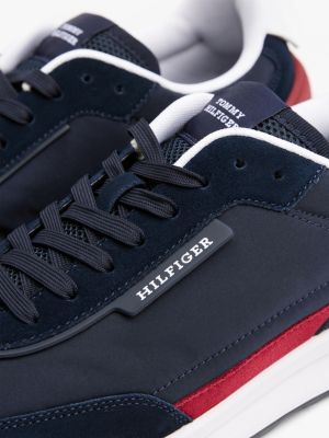 blue retro suede mix trainers for men tommy hilfiger