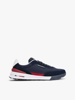 blue retro suede mix trainers for men tommy hilfiger