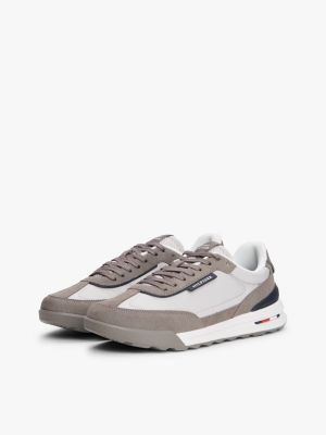 grey retro suede mix trainers for men tommy hilfiger