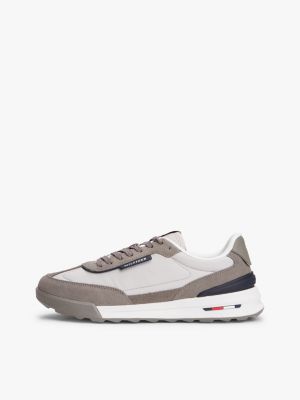 grey retro suede mix trainers for men tommy hilfiger