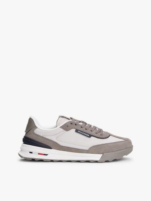 grey retro suede mix trainers for men tommy hilfiger