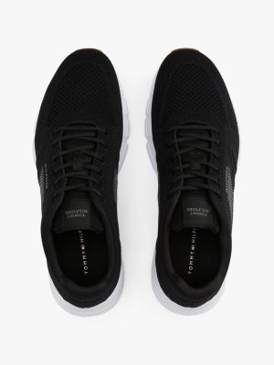black hilfiger monotype logo knit runner trainers for men tommy hilfiger