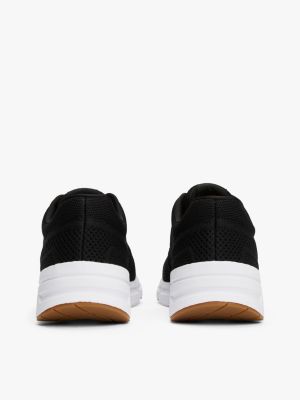 black hilfiger monotype logo knit runner trainers for men tommy hilfiger