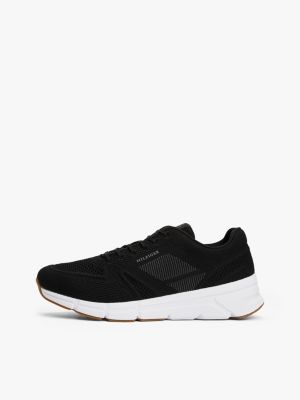 black hilfiger monotype logo knit runner trainers for men tommy hilfiger