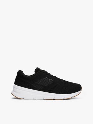 black hilfiger monotype logo knit runner trainers for men tommy hilfiger