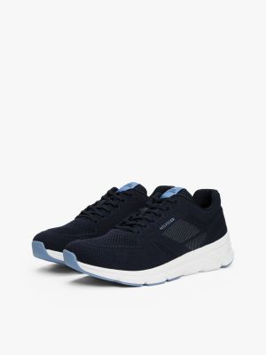 baskets de running en maille à logo monotype noir pour hommes tommy hilfiger