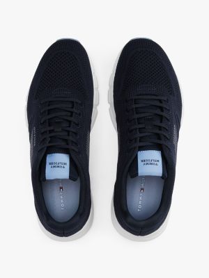 baskets de running en maille à logo monotype noir pour hommes tommy hilfiger