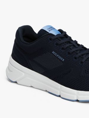 baskets de running en maille à logo monotype noir pour hommes tommy hilfiger