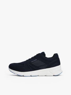 baskets de running en maille à logo monotype noir pour hommes tommy hilfiger