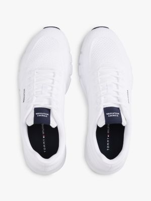 black hilfiger monotype logo knit runner trainers for men tommy hilfiger