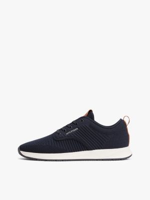 blau strick-sneaker mit logo für herren - tommy hilfiger