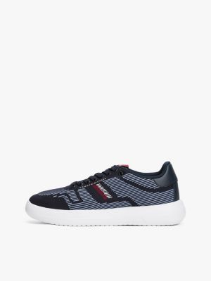 blau leicht rutschhemmender sneaker mit strick für herren - tommy hilfiger