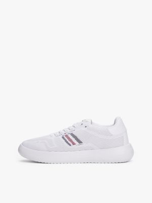 weiß leicht rutschhemmender sneaker mit strick für herren - tommy hilfiger