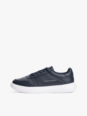blau leichtgewichtiger ledersneaker für herren - tommy hilfiger