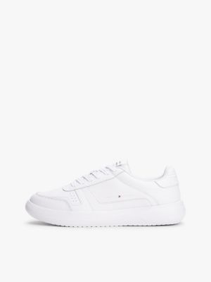 weiß leichtgewichtiger ledersneaker für herren - tommy hilfiger