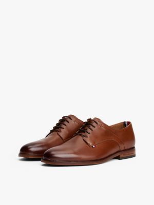 brown leather derby shoes for men tommy hilfiger
