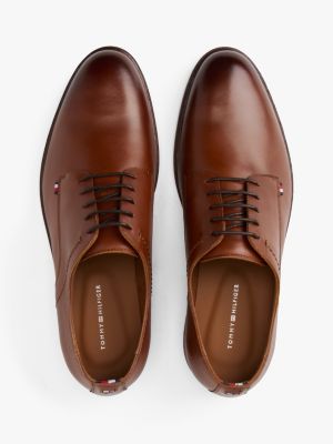 brown leather derby shoes for men tommy hilfiger