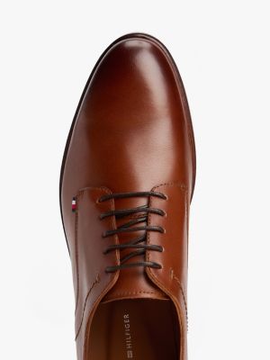 brown leather derby shoes for men tommy hilfiger