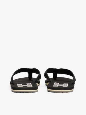 black hilfiger monotype padded strap flip-flops for men tommy hilfiger