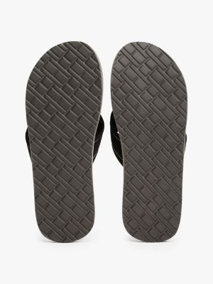 black hilfiger monotype padded strap flip-flops for men tommy hilfiger