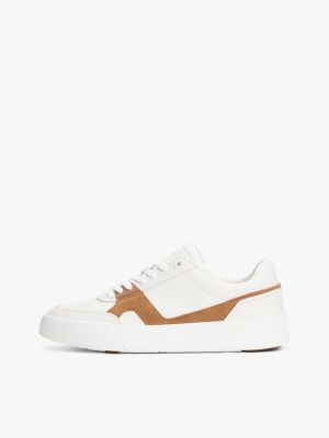 meerdere kleuren leren court sneaker met contrasterend paneel voor heren - tommy hilfiger