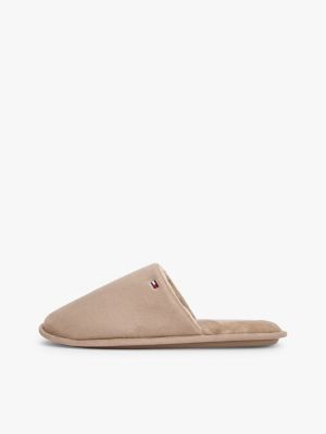 beige flag embroidery slippers for men tommy hilfiger