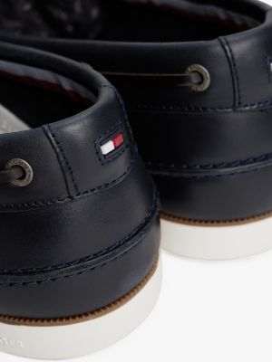 blue leather lace-up boat shoes for men tommy hilfiger