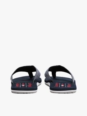 blue linen chambray logo flip-flops for men tommy hilfiger