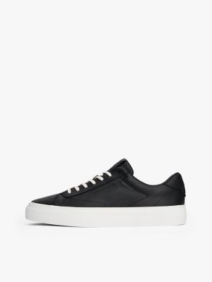 sneakers in pelle con suola preformata nero da uomini tommy hilfiger