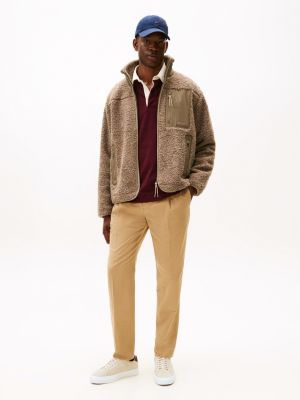 baskets en daim à semelle cuvette beige pour hommes tommy hilfiger