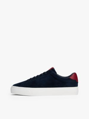 sneakers in camoscio blu da uomini tommy hilfiger
