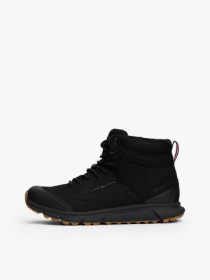 black waterproof cleat high-top hybrid boots for men tommy hilfiger