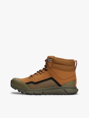 brown waterproof cleat high-top hybrid boots for men tommy hilfiger