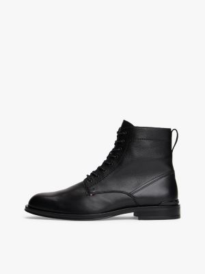 bottes basses zippées en cuir noir pour hommes tommy hilfiger