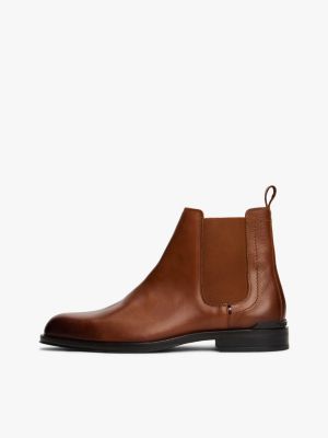 braun chelsea-boot aus leder für herren - tommy hilfiger