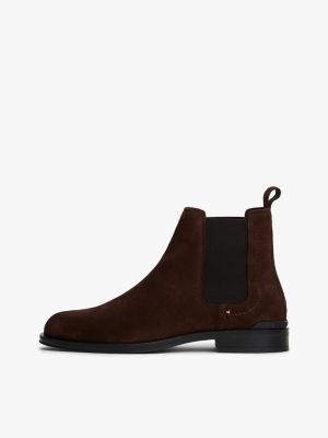 bottes chelsea en daim marron pour hommes tommy hilfiger