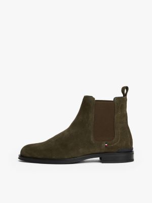 green suede chelsea boots for men tommy hilfiger