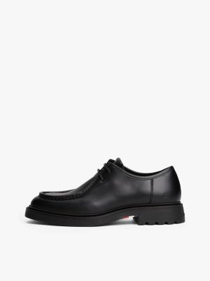 chaussures légères en cuir à bout mocassin noir pour hommes tommy hilfiger