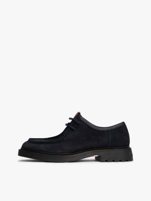 blue lightweight suede moc toe shoes for men tommy hilfiger