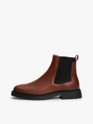 bottes chelsea légères en cuir marron pour hommes tommy hilfiger