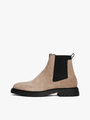 bottes chelsea légères en daim beige pour hommes tommy hilfiger